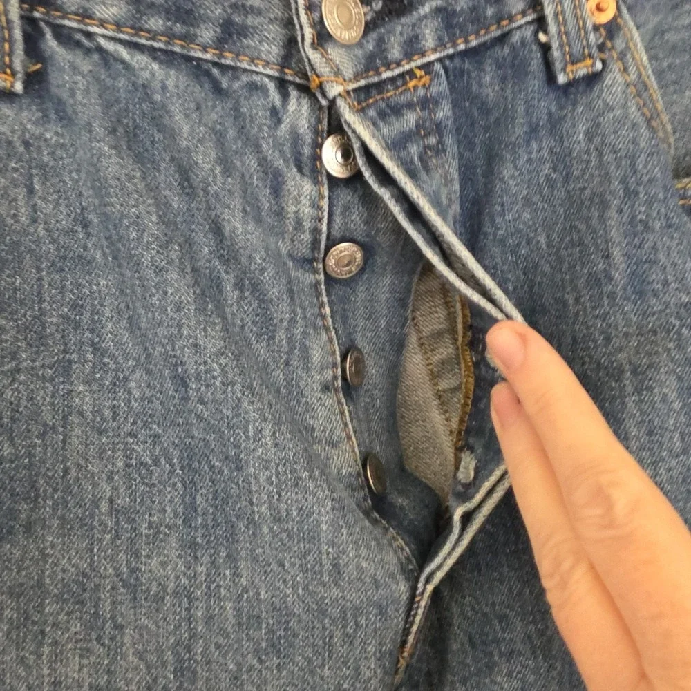 Levis 501 Jeans Mens Cowboy 36x34 (36x32) Blue Button Fly Original Straight Leg